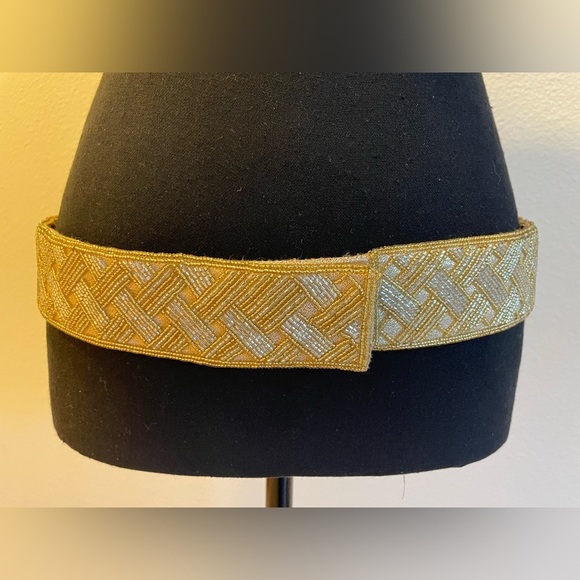 NWT - Vintage Le Regale Gold Cross Pattern Beaded Belt - Size L